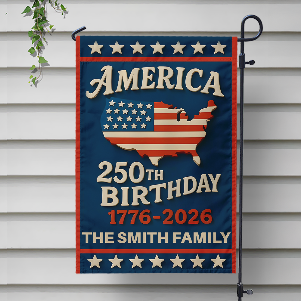 Custom Family Name Happy America 250th Birthday Garden Flag CH07 899598