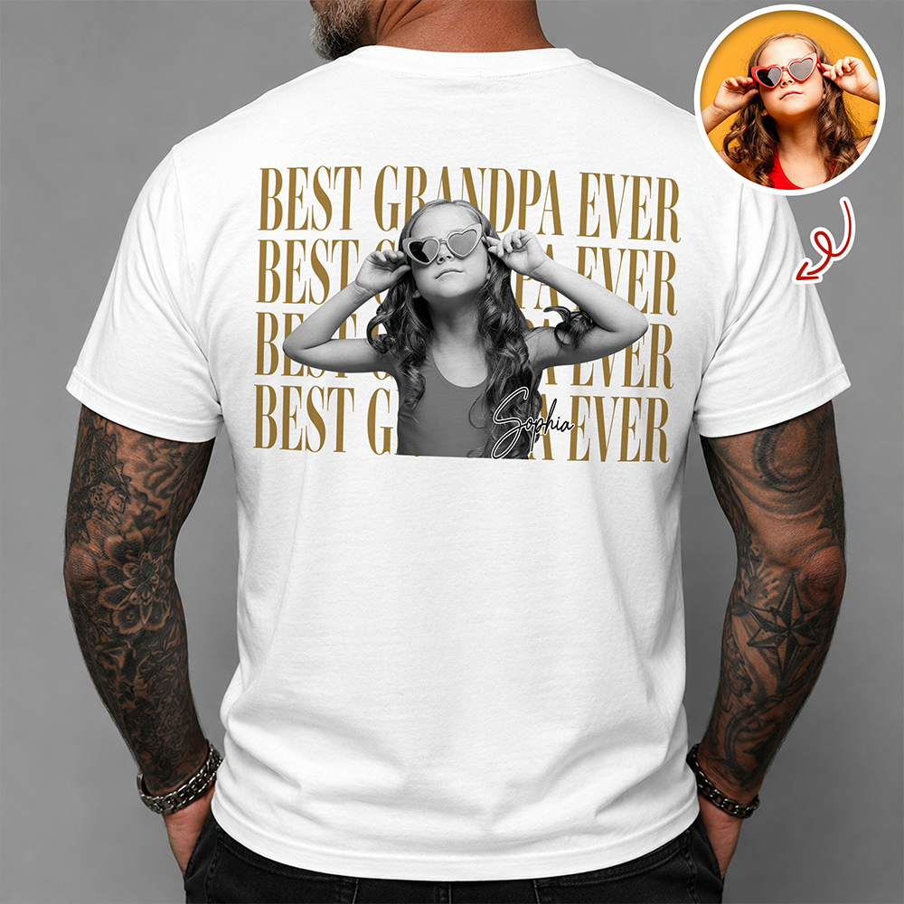 Personalized Vintage Photo Best Dad Mom Ever Family Bright Back Shirt HA75 921460