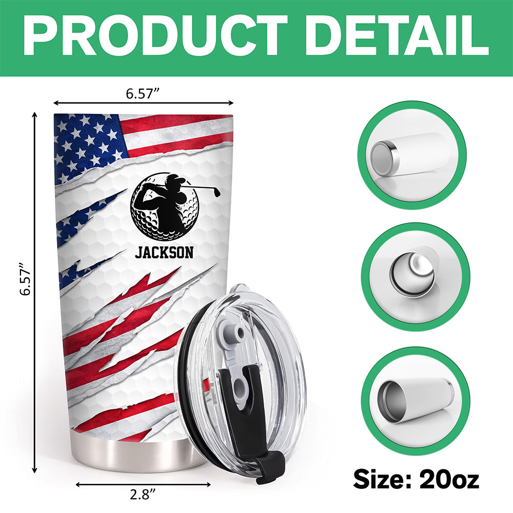 Personalized Golf Ball Pattern America Flag Fat Tumbler Gift For Golfer, Golf Lovers HA75 921040