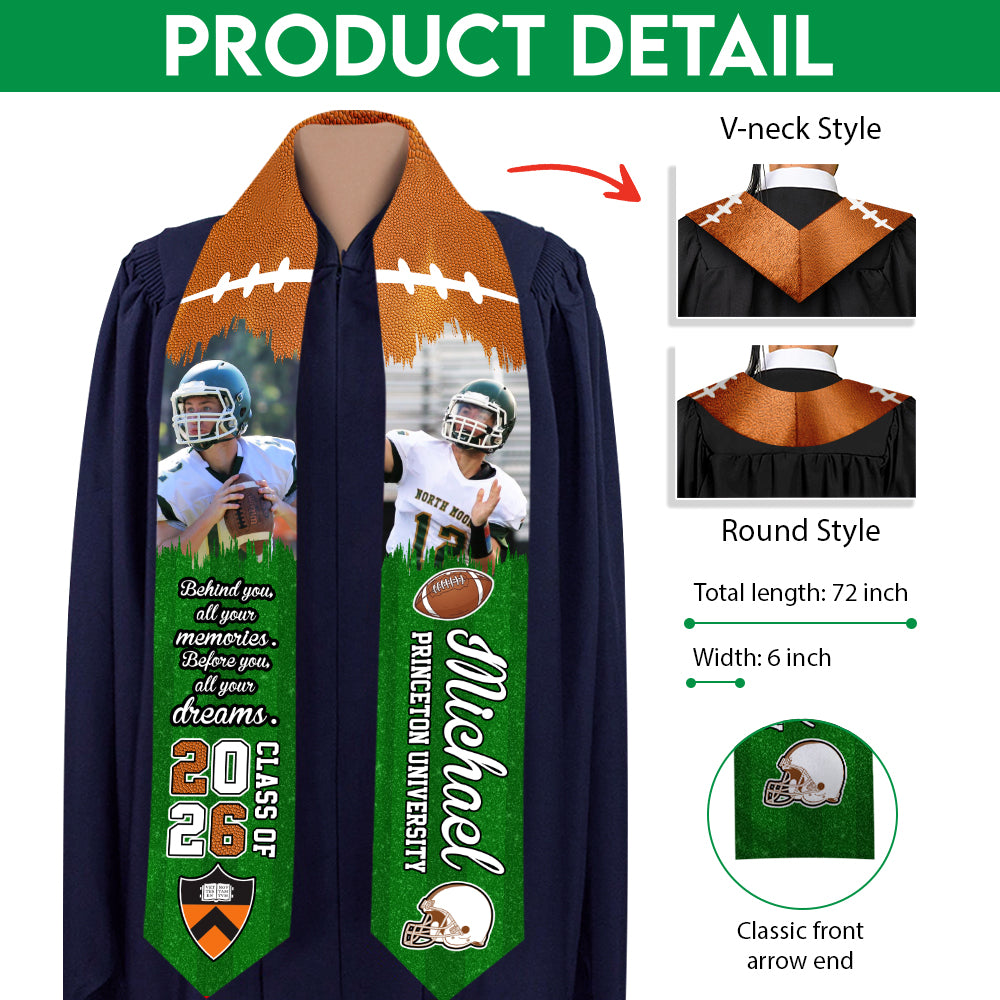 Custom Photo Football Class Of 2026 Graduation Stoles CH07 910712