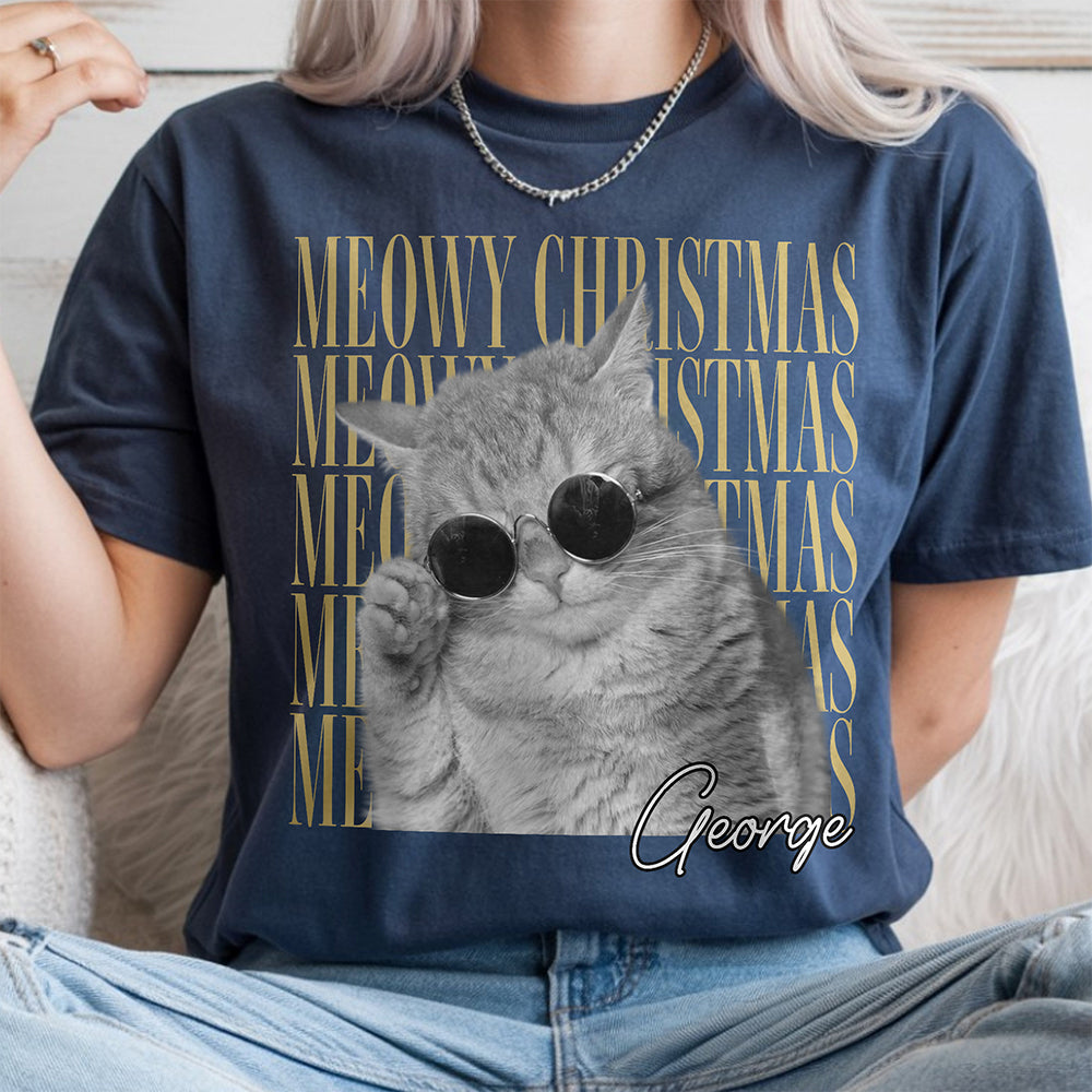 Personalized Vintage Dog Cat Photo Merry Christmas Comfort Shirt Gift For Cat Lovers HA75 922112