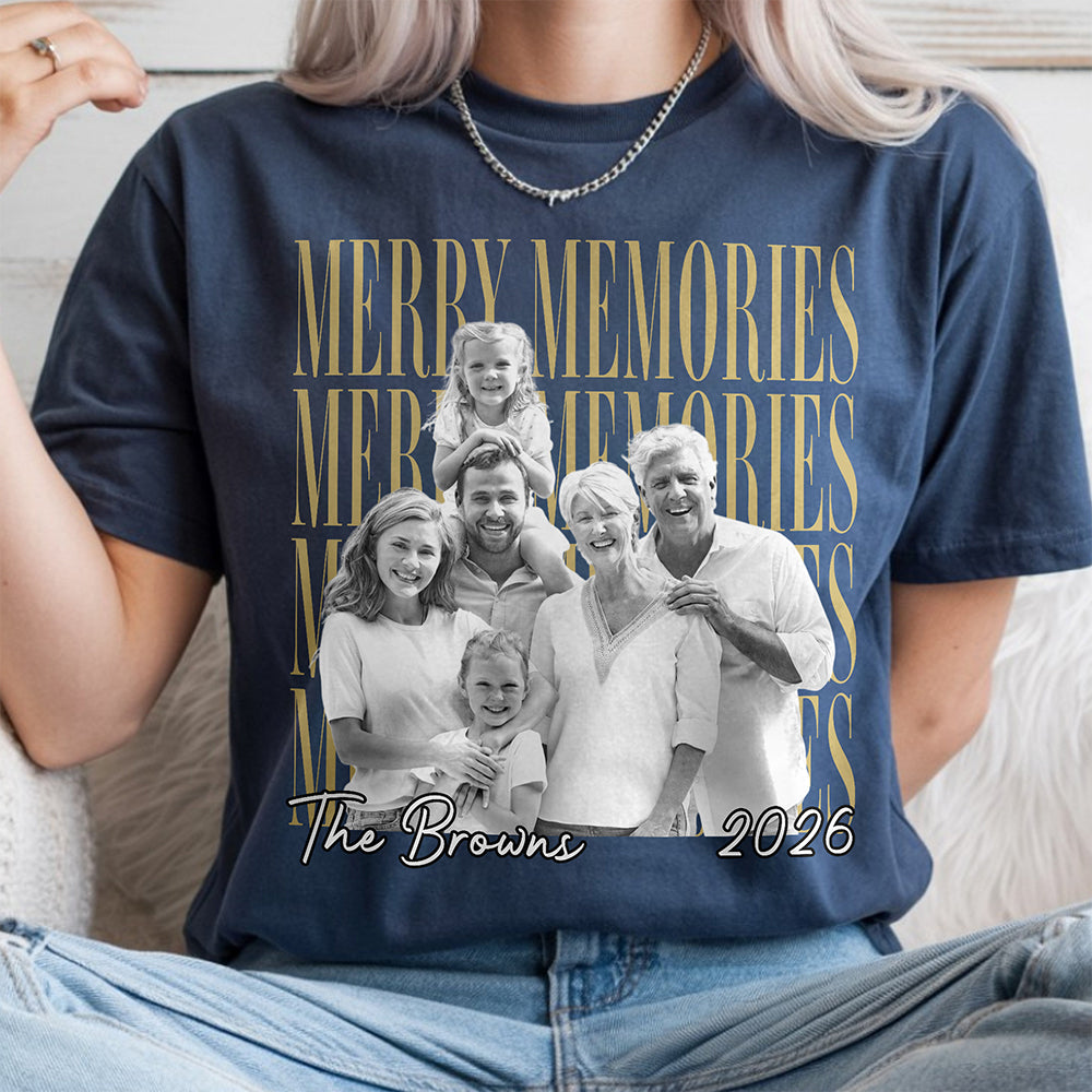 Custom Family Vintage Photo Merry Memories Comfort Shirt HA75 919368