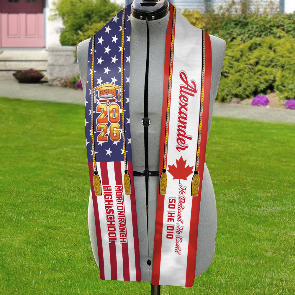 Country Flag Class of 2026 - We Are So Proud of You Stoles Sash, Graduation Gift, Senior Gift CH07 910056