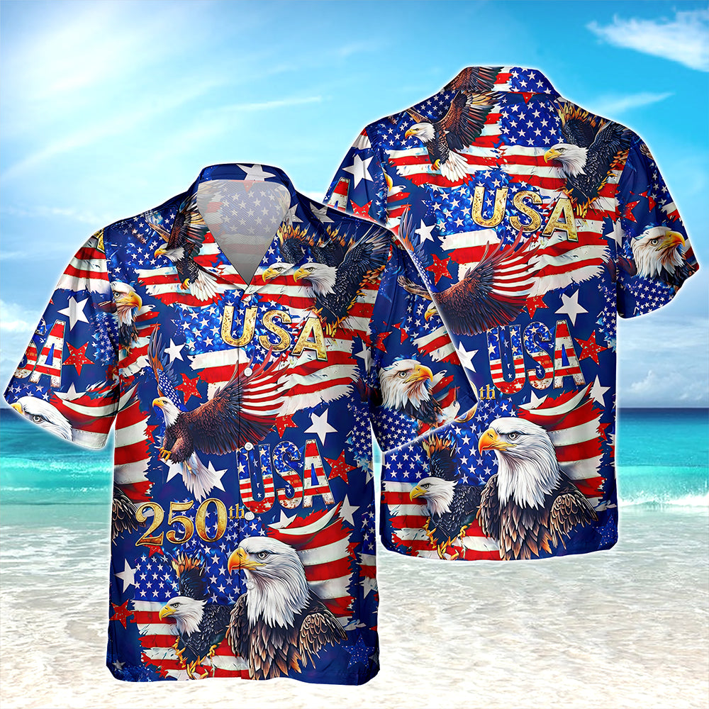 USA 250 Anniversary Eagle 1776-2026 Patriotic Hawaii Shirt HA75 920188