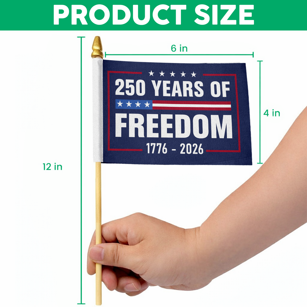 250 Years Of Freedom 1776-2026 4th Of July Handheld Flag HA75 898858
