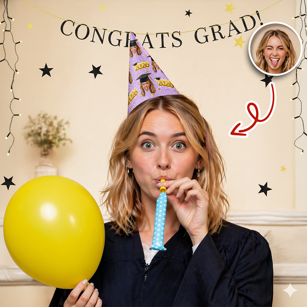 Custom Graduation Face Party Hat, Fun Party Favors, Party Photo Prop, Grad Hat HA75 921154