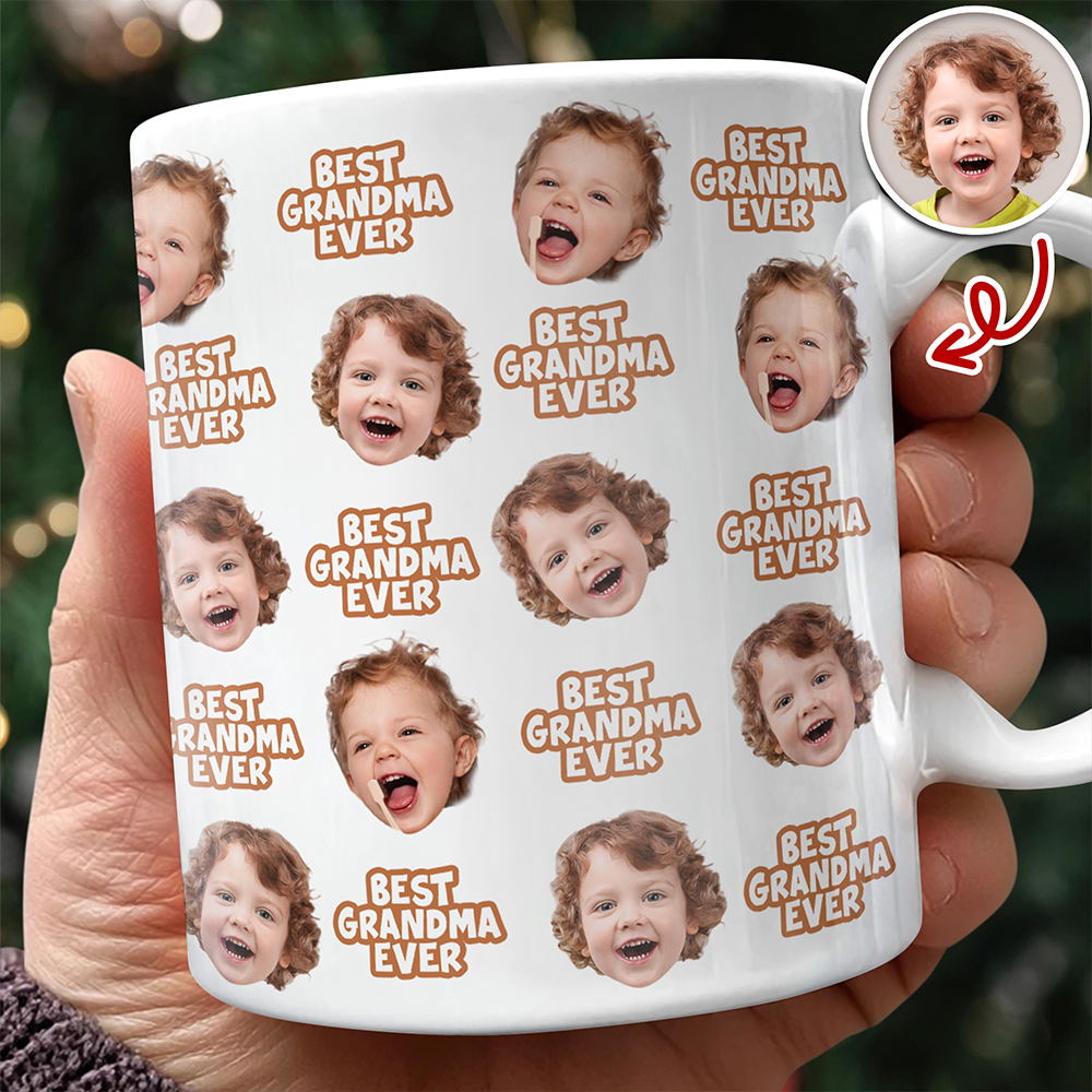 Best Grandma Ever Personalized Baby Face Photo Mug CH07 910710