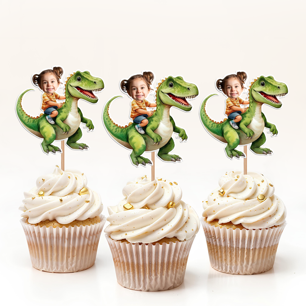 Custom Dinosaur Face Cupcake Toppers Dinosaur Birthday Decor HA75 892114