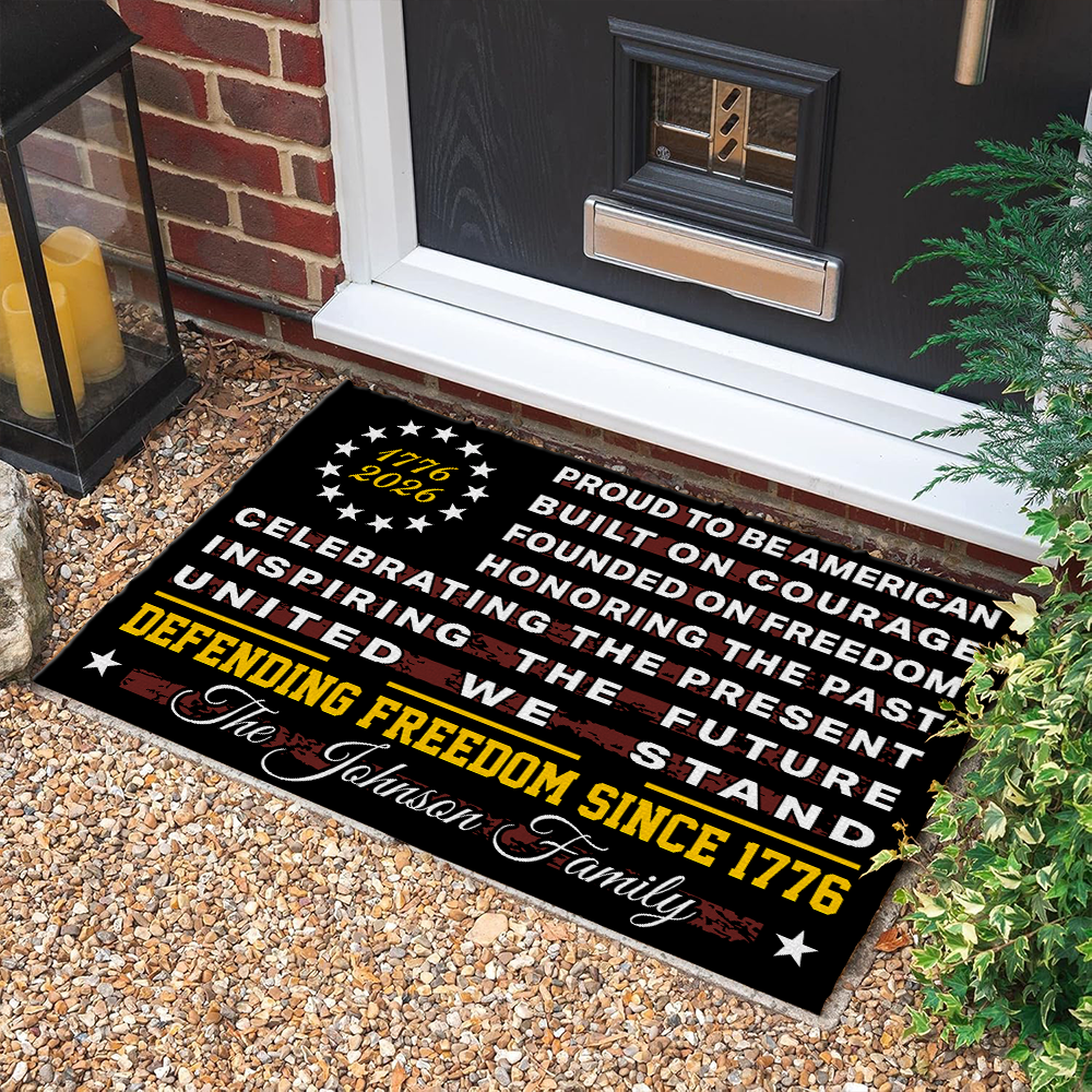 Custom Family Name Proud To Be An America Defending Freedom Since 1776 Doormat LM32 899223
