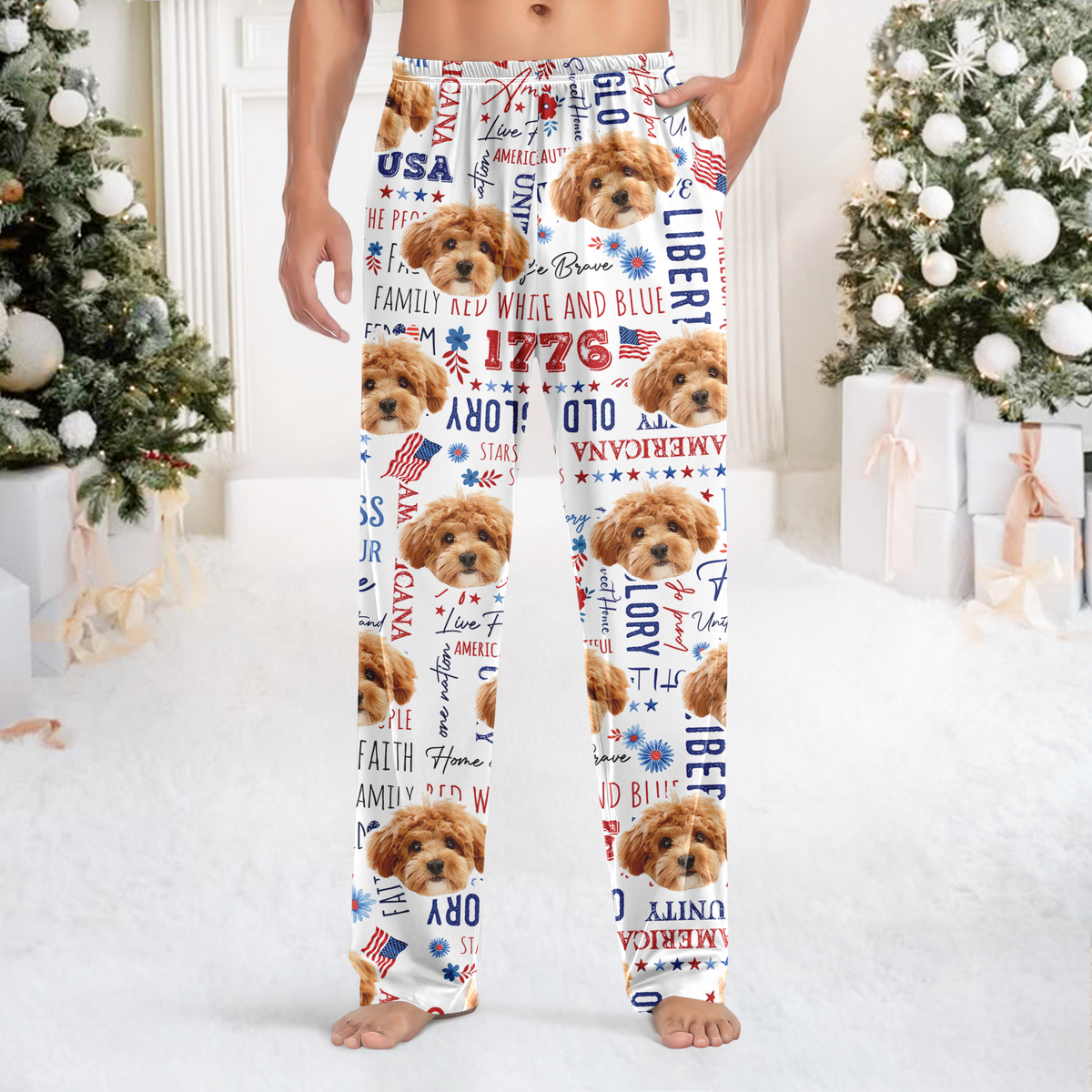 Custom Dog Face America Freedom 4th Of July Sweatpants For Dog Lovers LM32 895839