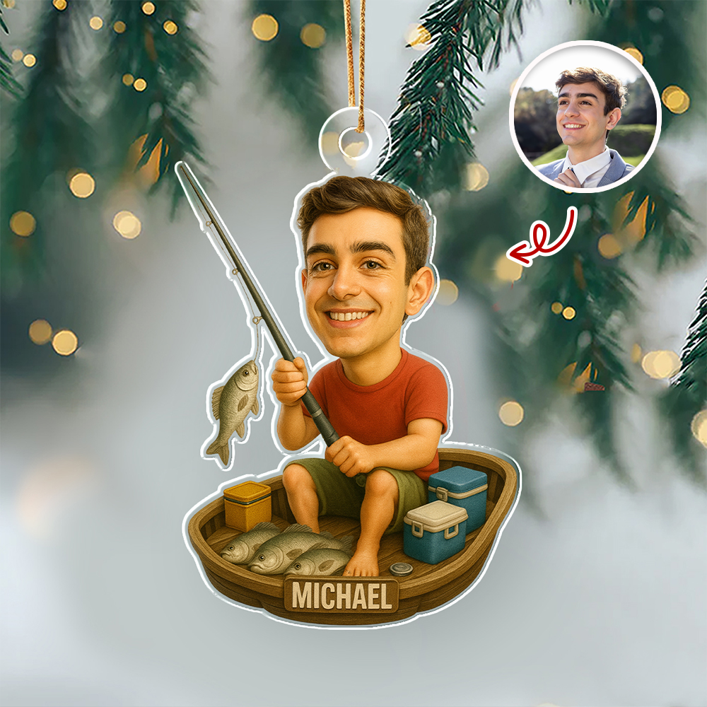 Custom Photo Fishing Acrylic Ornament For Christmas TH10 894919