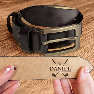 Personalized Engraved Leather Belt, Gift For Boyfriend, Husband, Golfer, Unique Golf Enthusiast Gift HO82 900846