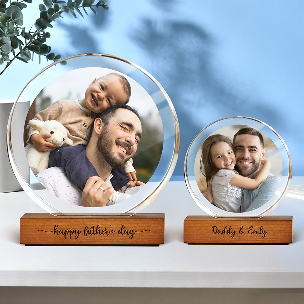 Custom Family Photo Round Acrylic Frame Block Christmas Gift