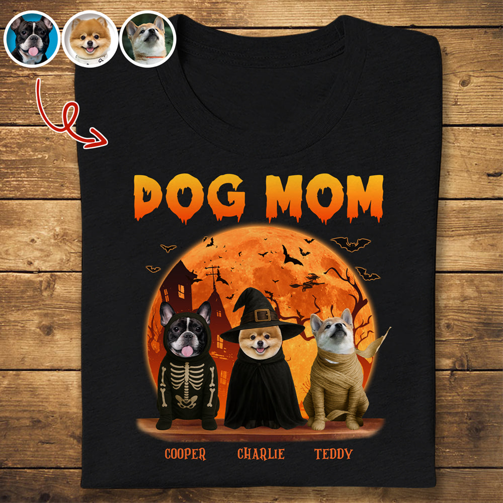 Dog Mom Dark Night - Custom Dog Halloween Photo Dark Shirt Gift For Dog Lovers CH07 899438