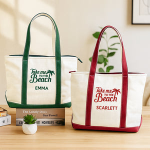 Personalized Take Me To The Beach Embroidered Monogram Beach Bag HO82 894250