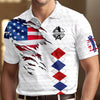 Personalized Golf American Flag Polo Shirt, White Golf Texture American Flag, Patriotic Golf Gift For Men HO82 900826
