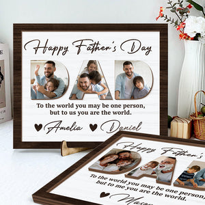 Upload Photo Happy Father's Day 2-Layered Wooden Plaque With Stand HA75 892516