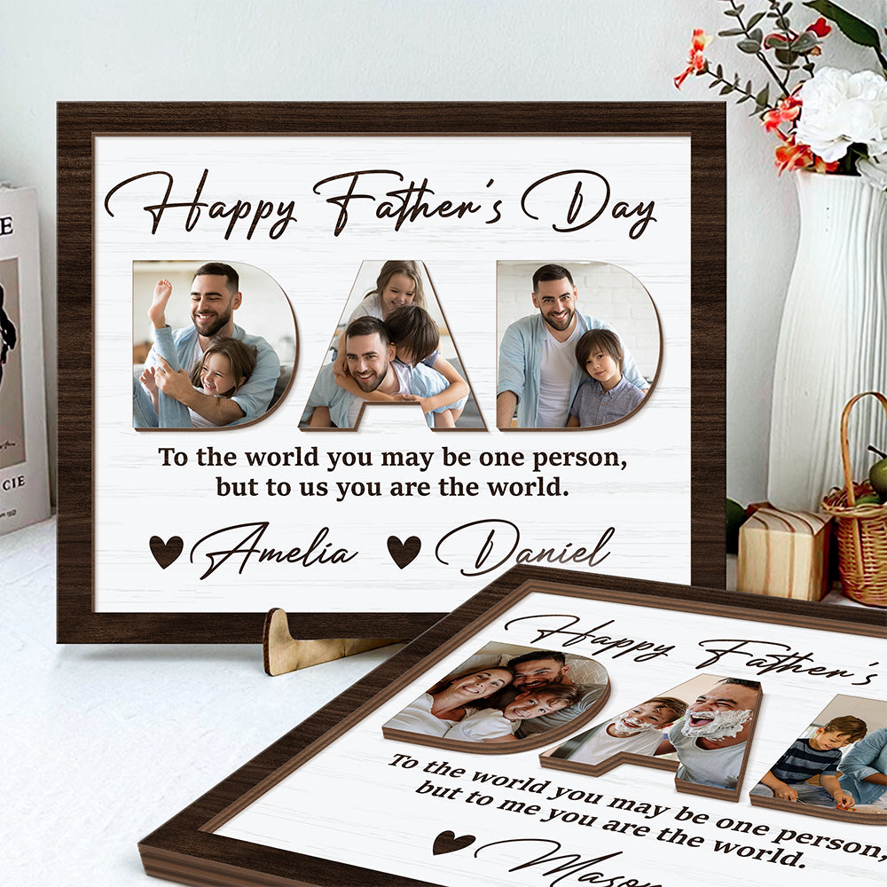 Upload Photo Happy Father's Day 2-Layered Wooden Plaque With Stand HA75 892516