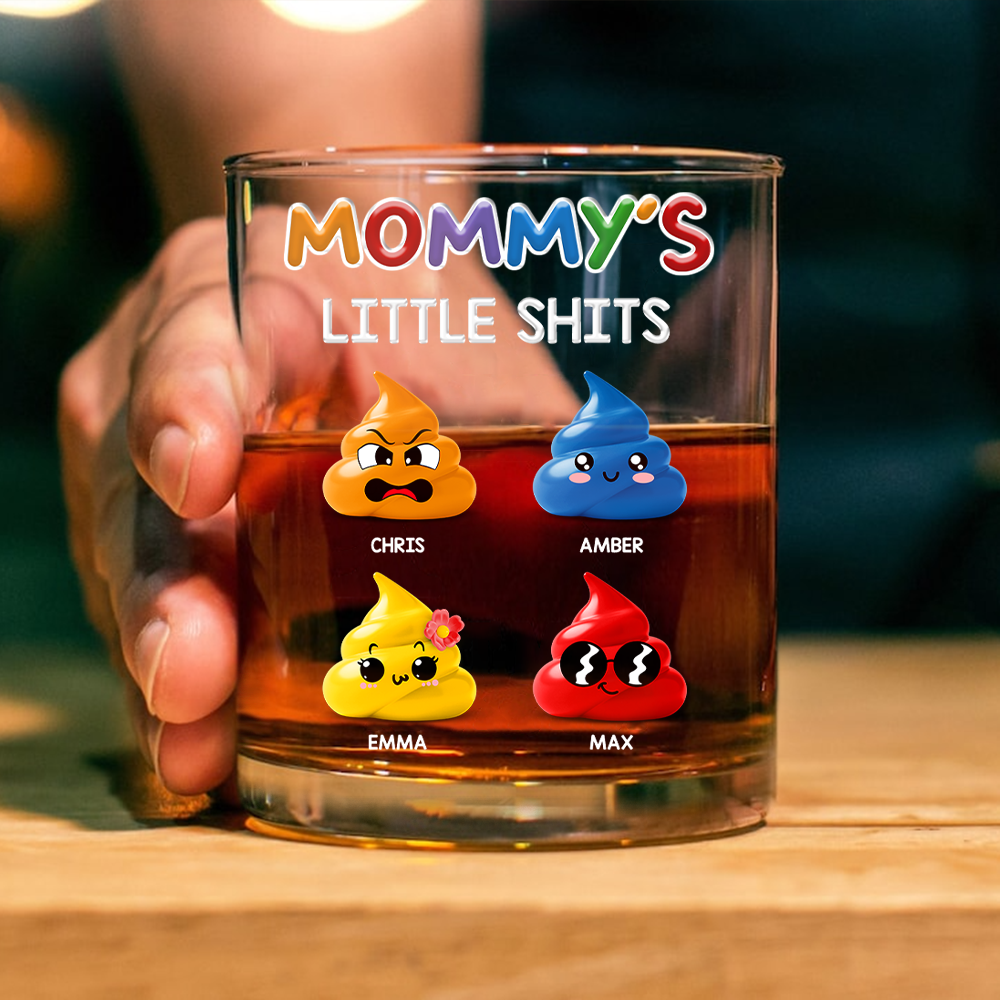 Mommy's Little Sh*ts Personalized Rock Glass Funny Gift For Family CH07 895288