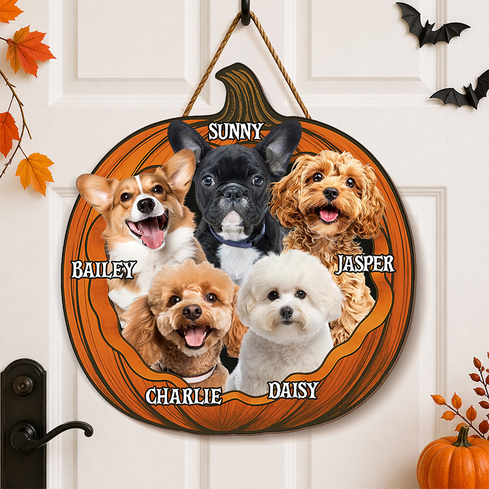 Custom Photo Pumpkin Halloween Pet Door Sign - Gift for Pet Lovers HO82 903162