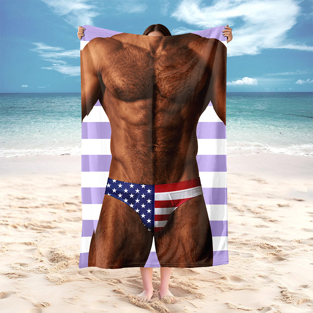 Personalized Funny Muscle Body American Flag Underwear Beach Towel HA75 921852