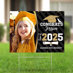 Congrats Class of 2025 Custom Image Yard Sign - Graduation Day, Senior Gift 889869