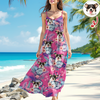 Custom Dog Cat Photo Tropical Vacation Aloha Hawaii Cami Maxi Dress HO82 901986