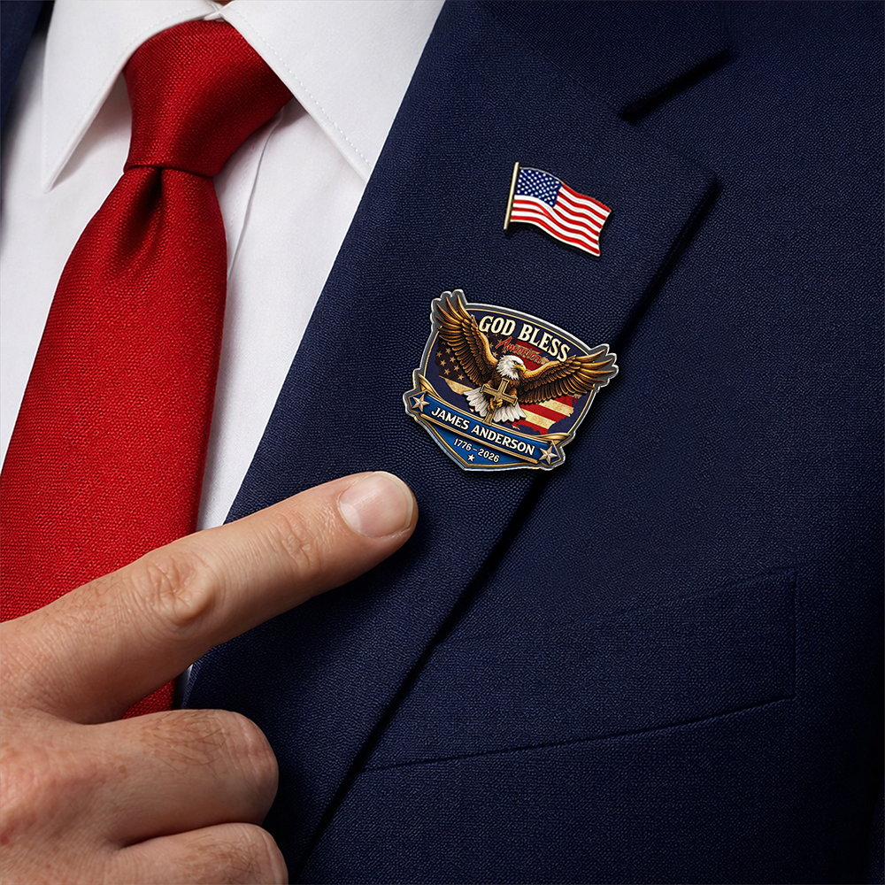 Personalized Patriotic 250th Anniversary God Bless America Eagle 1776–2026 Acrylic Pin HO82 901808