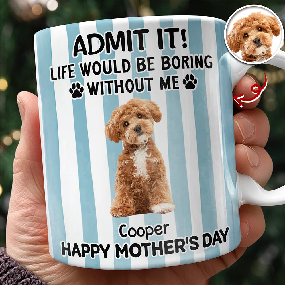 Custom Pet Photo Life Would Be Boring Without Me Dog Mug Mother's Day Gift HA75 920714