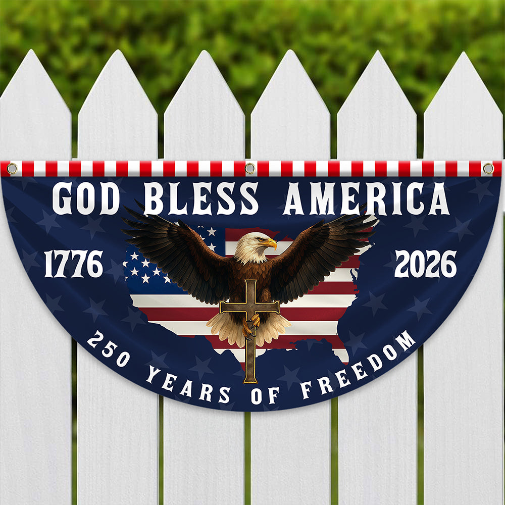 God Bless America 1776-2026 250 Years Of Freedom Eagle Non-Pleated Fan Flag HO82 902770