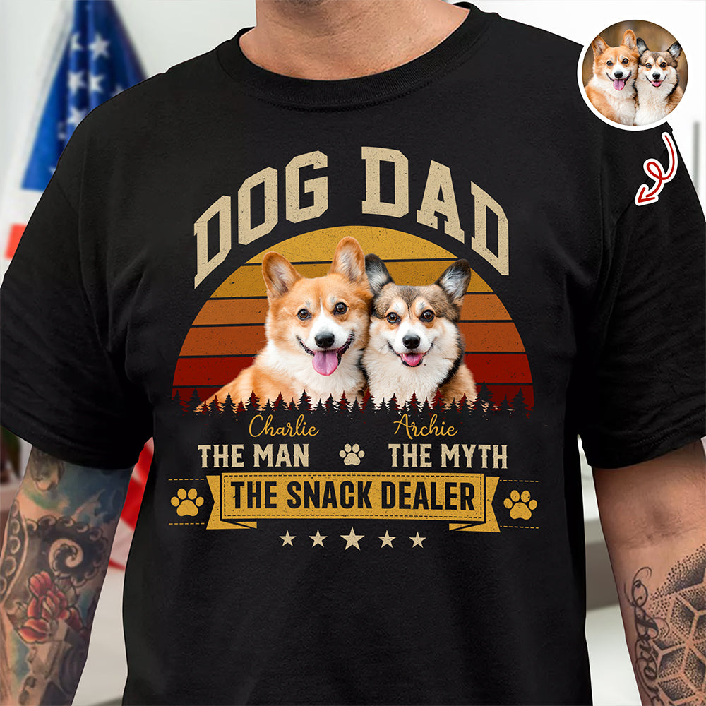 Custom Photo Dog Dad The Man The Myth The Snack Dealer Dark Shirt HO82 902504