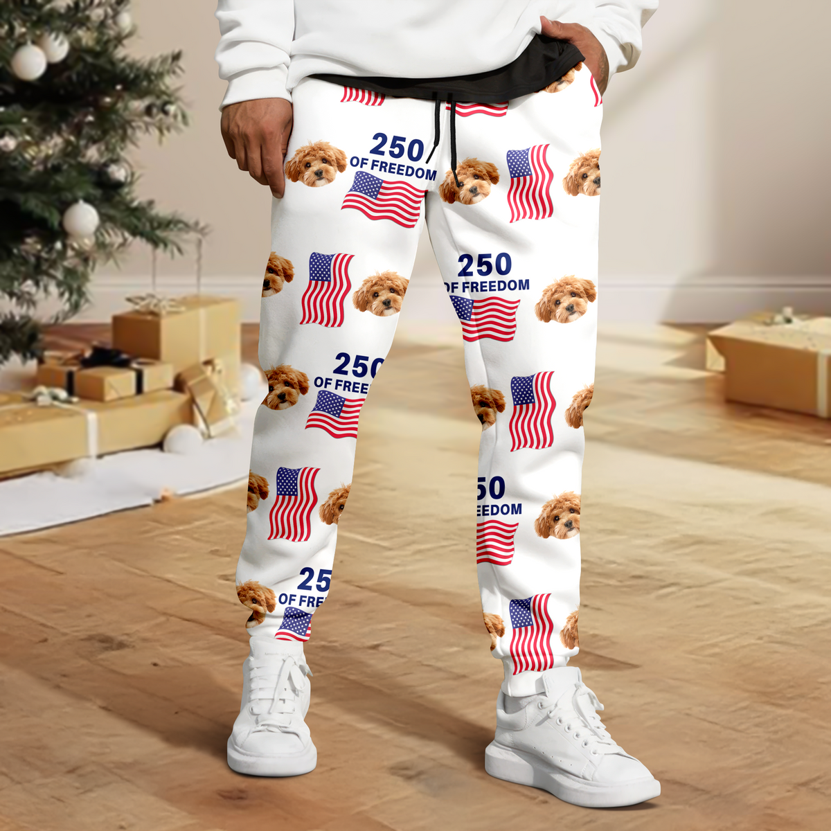 Custom Cute Dog Photo America 250 Years Of Freedom Sweatpants LM32 895849