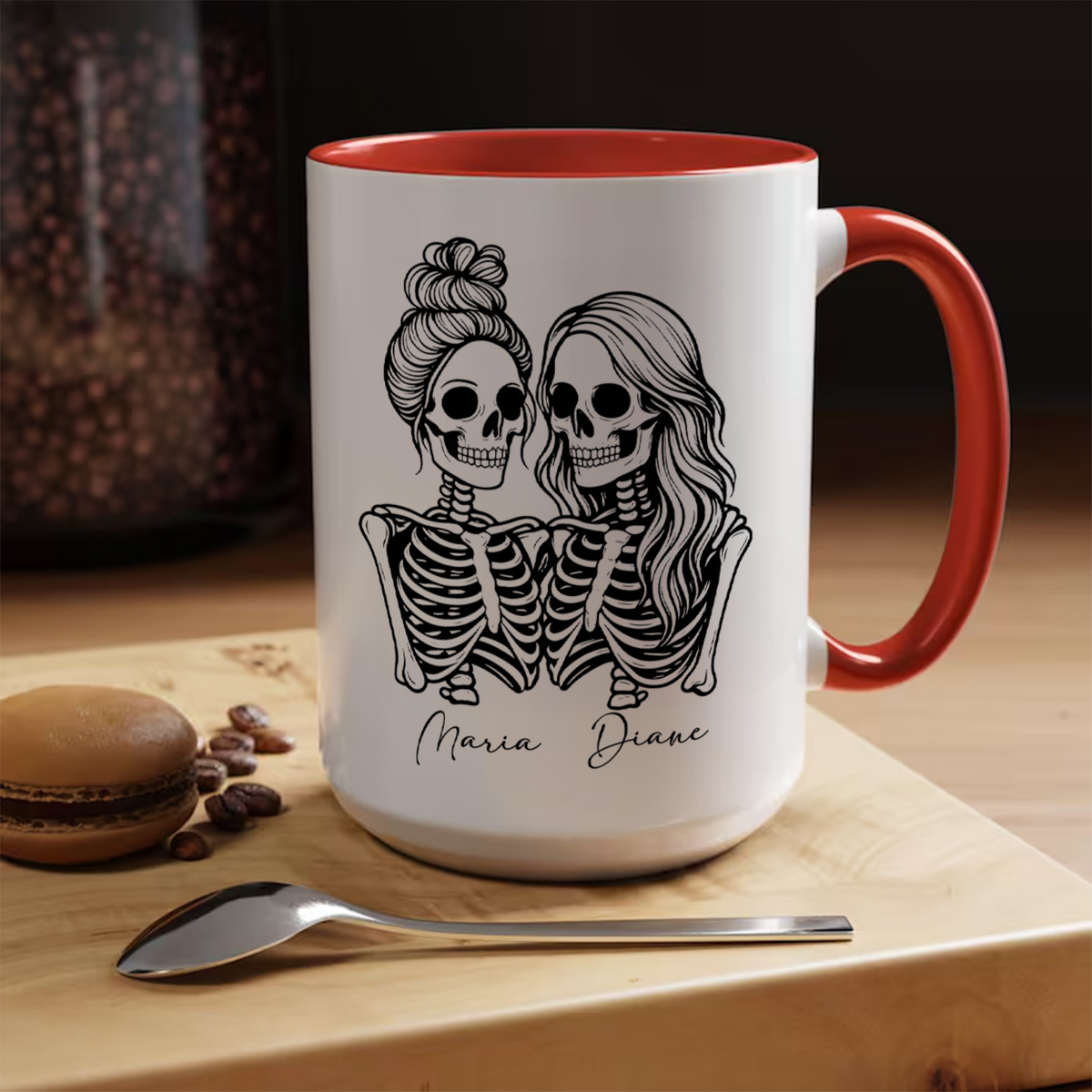 Custom Name Skeleton Bestie Mug – Personalized Halloween Gift for Best Friends HO82 903186