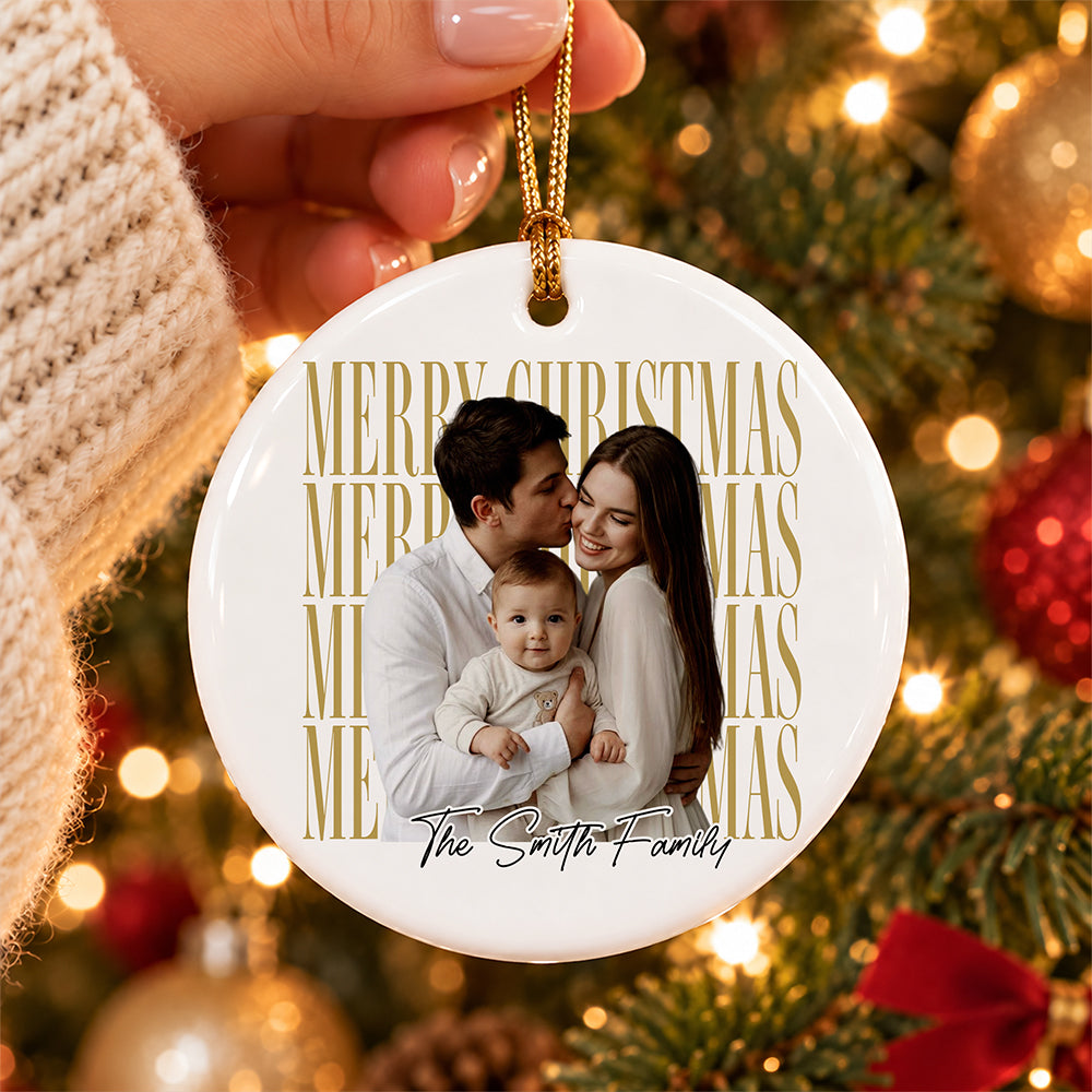Personalized Vintage Photo Merry Christmas Ceramic Ornament HA75 919278