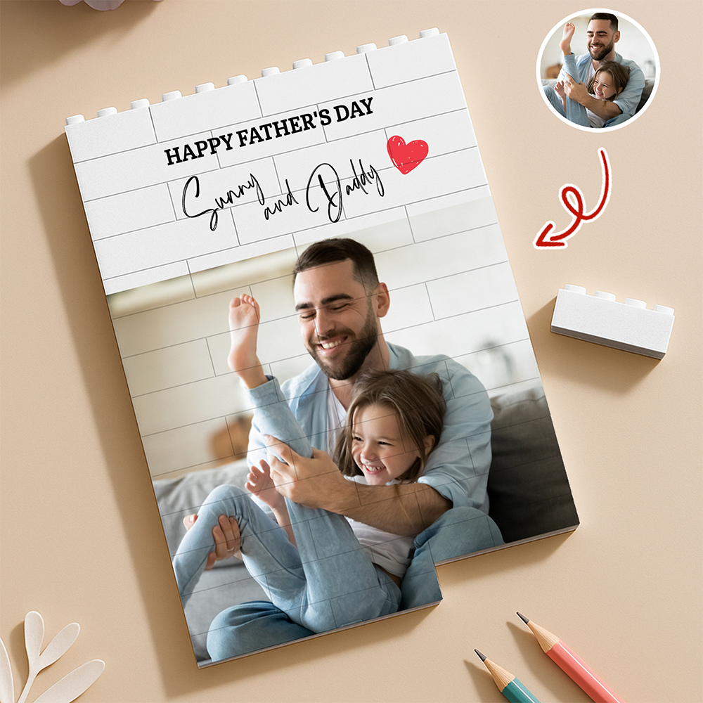 Custom Photo Happy Father's Day Building Brick Blocks Gift For Dad, Grandpa HA75 921502