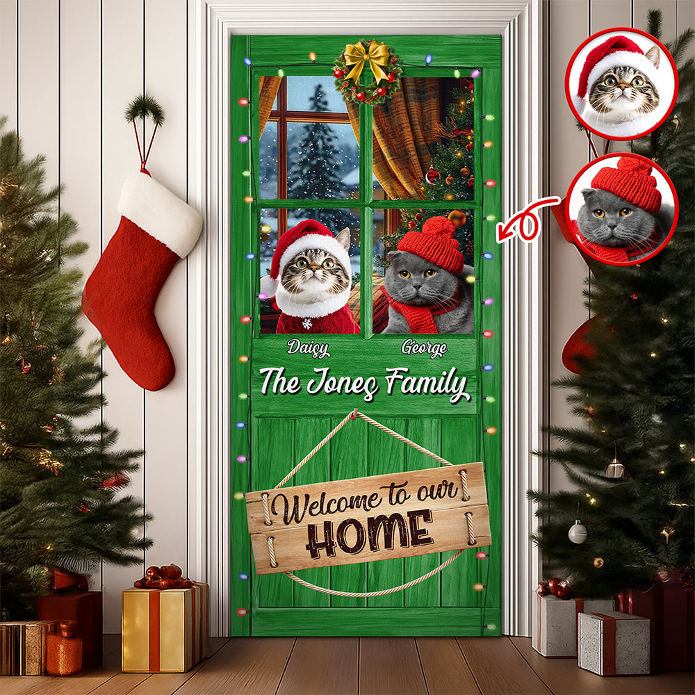 Custom Cat Photo Welcome To Our Home Peeking Pets Door Cover HO82 900244
