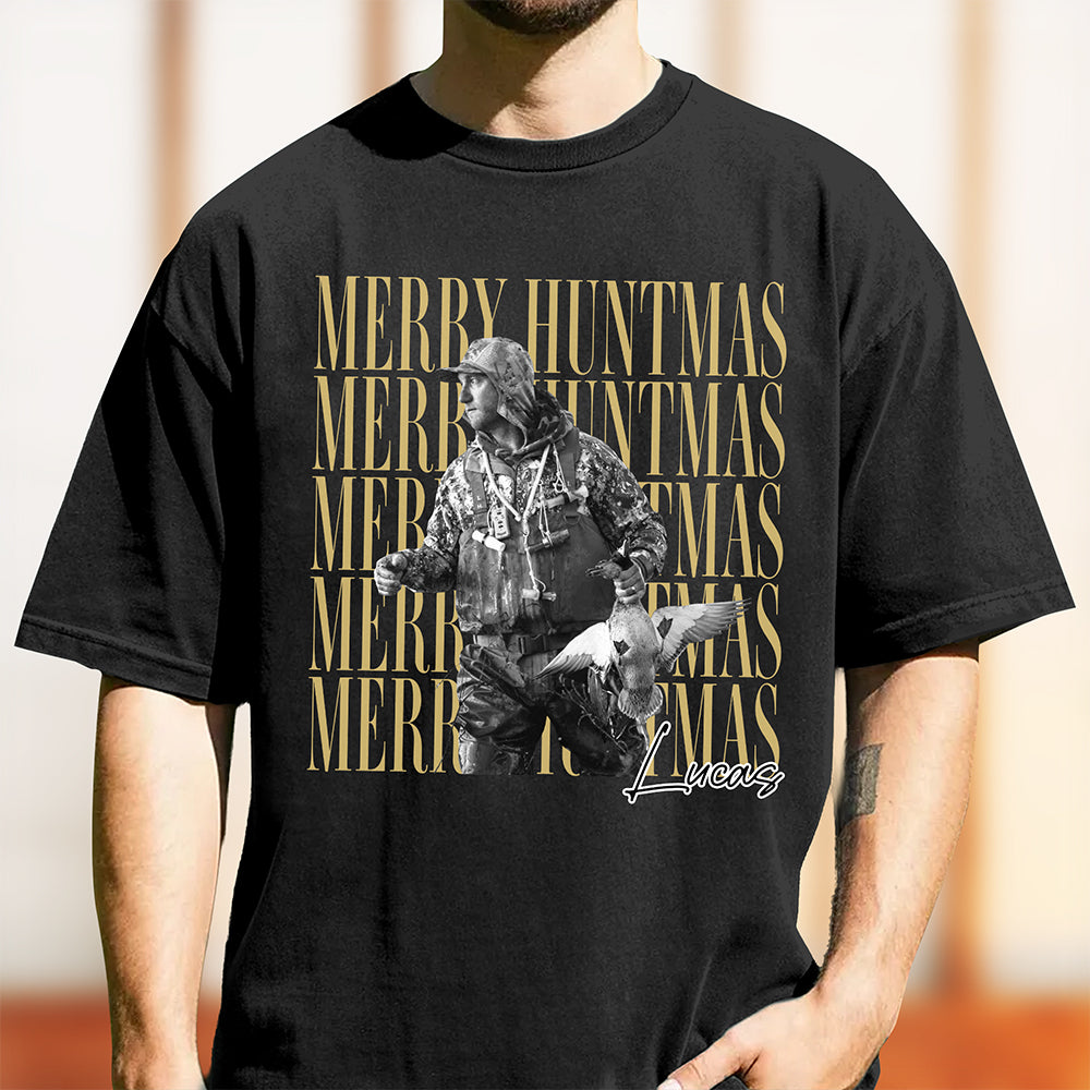 Personalized Vintage Photo Merry Huntmas Comfort Shirt Gift for Hunting Lovers HA75 922120