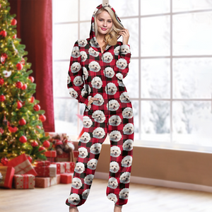 Custom Photo With Christmas Pattern Onesie Pajamas For Dog Lovers HO82 893220