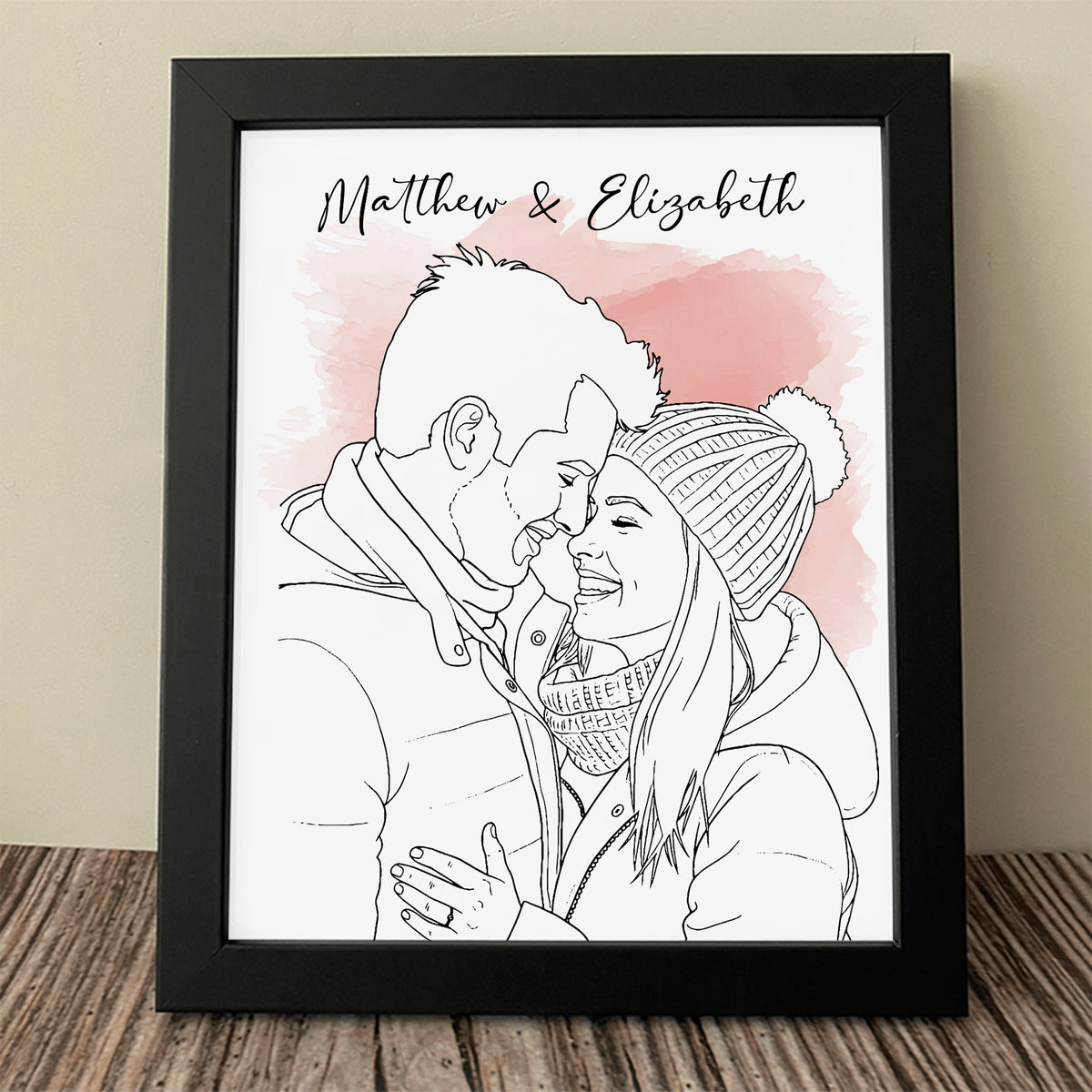 Custom Photo Line Drawing - Personalized Picture Frame Gift For Boyfriend, Girlfriend CH07 899120