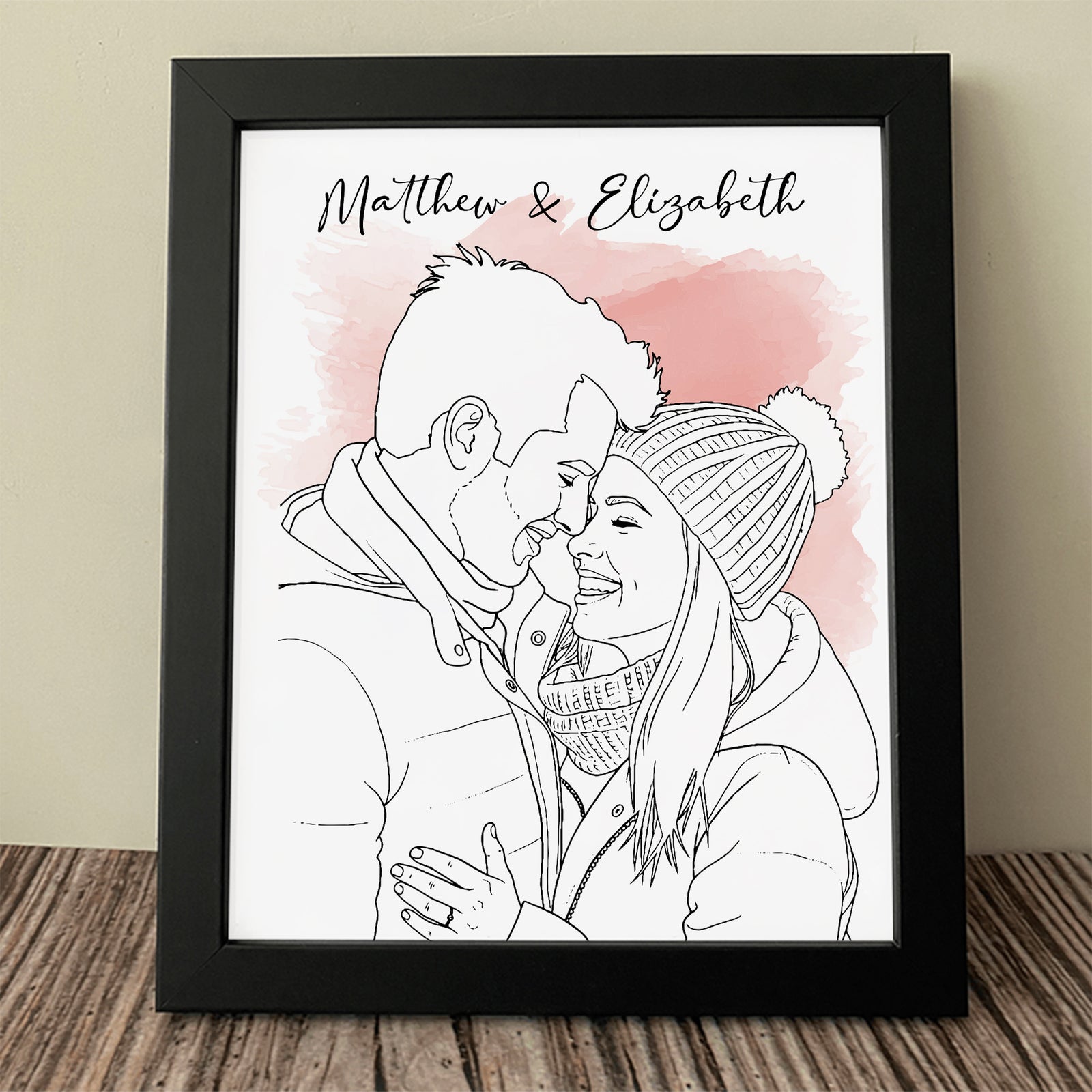 Custom Photo Line Drawing - Personalized Picture Frame Gift For Boyfriend, Girlfriend CH07 899120
