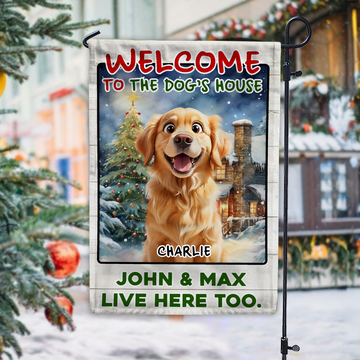 Custom 3D Cute Dog Welcome To The Dog House Decorative Personalized Garden Flag HA75 897936