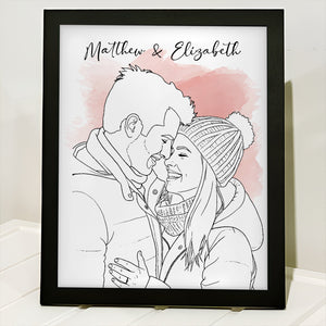 Custom Photo Line Drawing - Personalized Picture Frame Gift For Boyfriend, Girlfriend CH07 899120