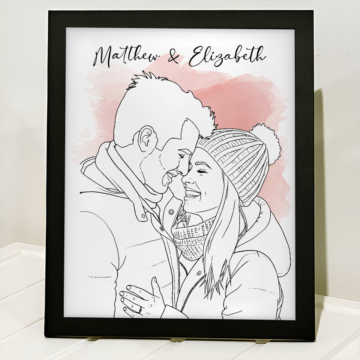 Custom Photo Line Drawing - Personalized Picture Frame Gift For Boyfriend, Girlfriend CH07 899120