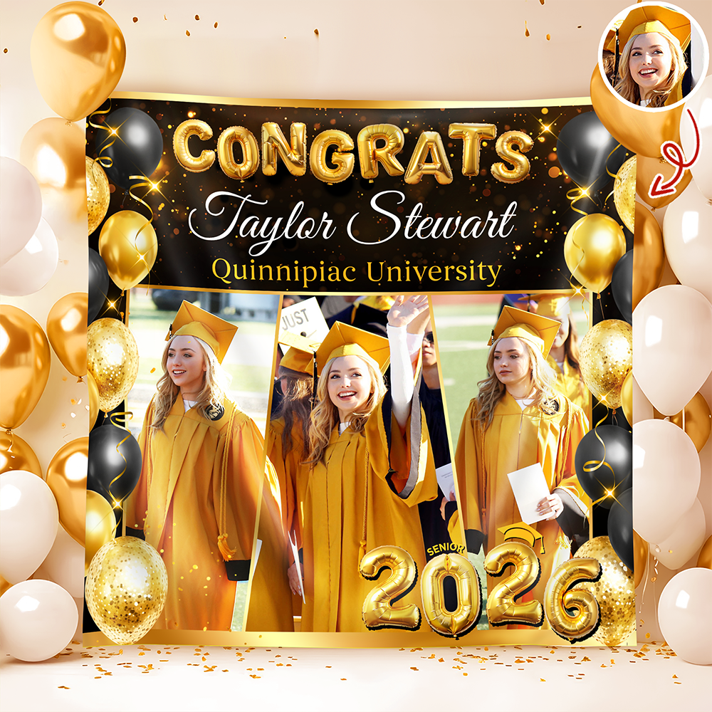 Custom Photo Congrats 2026 Graduation Balloons Backdrop HA75 920468