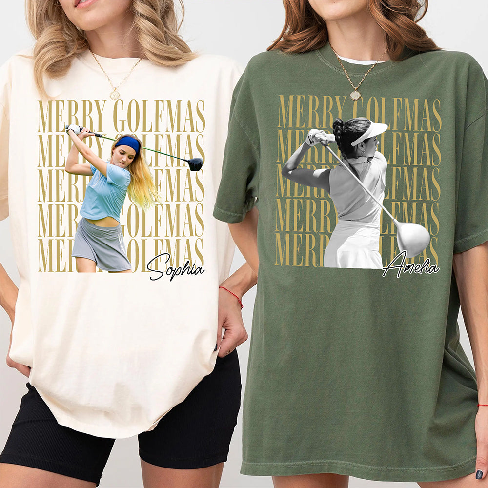 Personalized Vintage Photo Merry Golfmas Comfort Shirt Gift for Golf Lovers HA75 922118