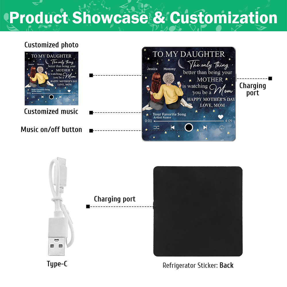 To My Daughter From Mom Happy Mother's Day Personalized Music Fridge Magnet HA75 891972