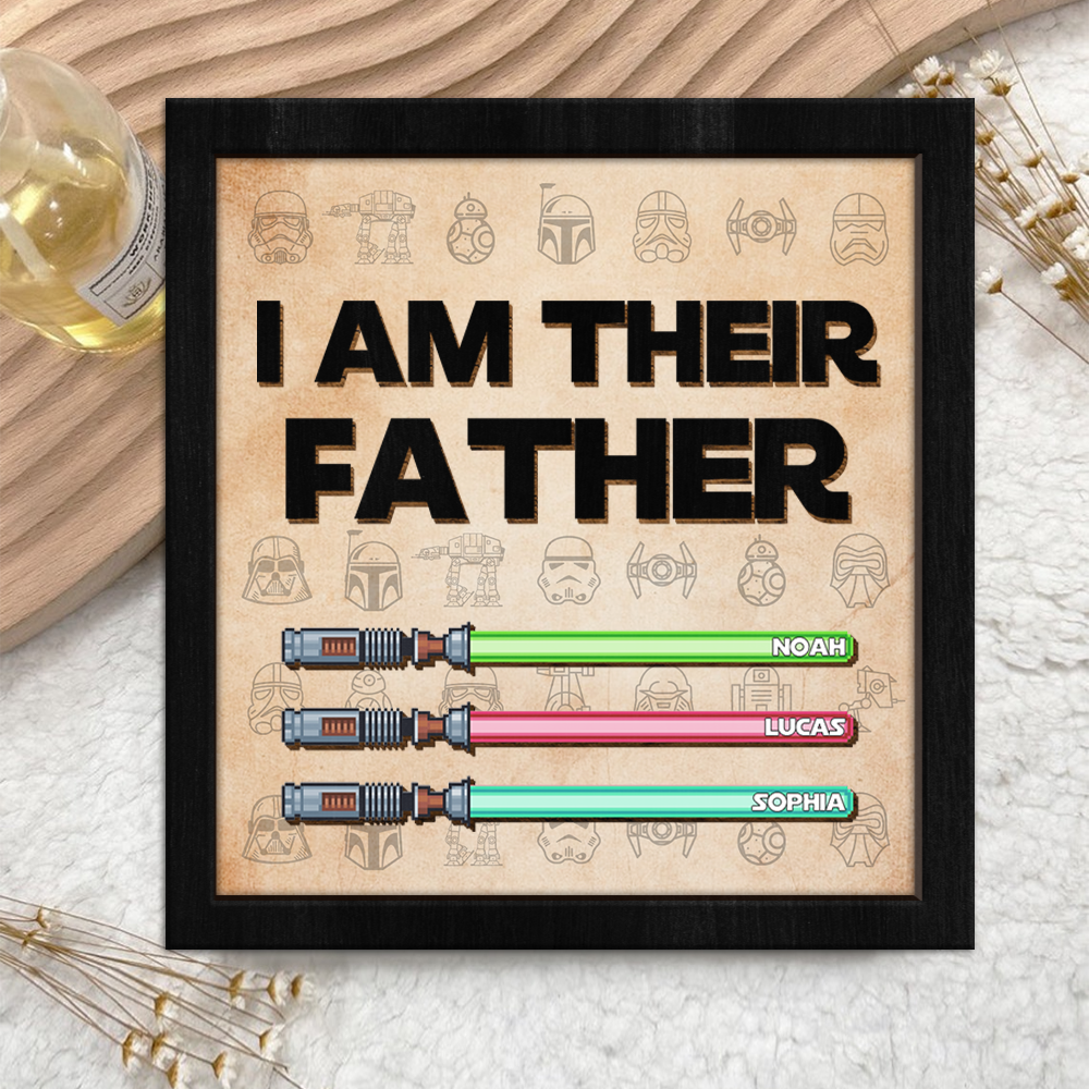 Custom Name I'm Their Father Lightsaber Square Wooden Plaque With Stand LM32 893419