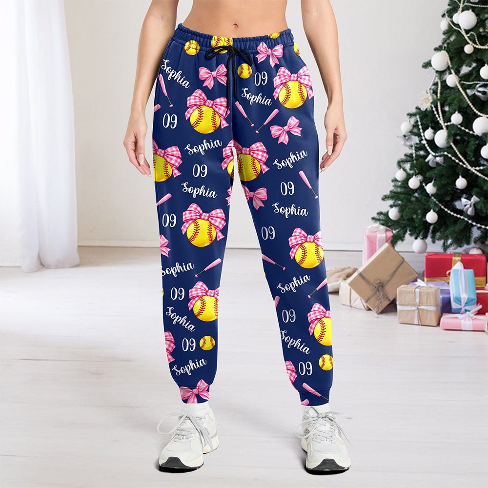 Personalized Coquette Bow Softball Sweatpants Gift For Her HA75 919482