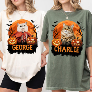 Custom Halloween Cat Photo Comfort Shirt Spooky Season Shirt Cat Lovers Halloween Gift CH07 899622