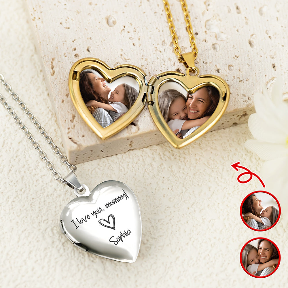 Custom Photo I Love You, Mommy Heart Locket Necklace Mother's day Gift HA75 920702
